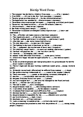 Bài tập Word forms